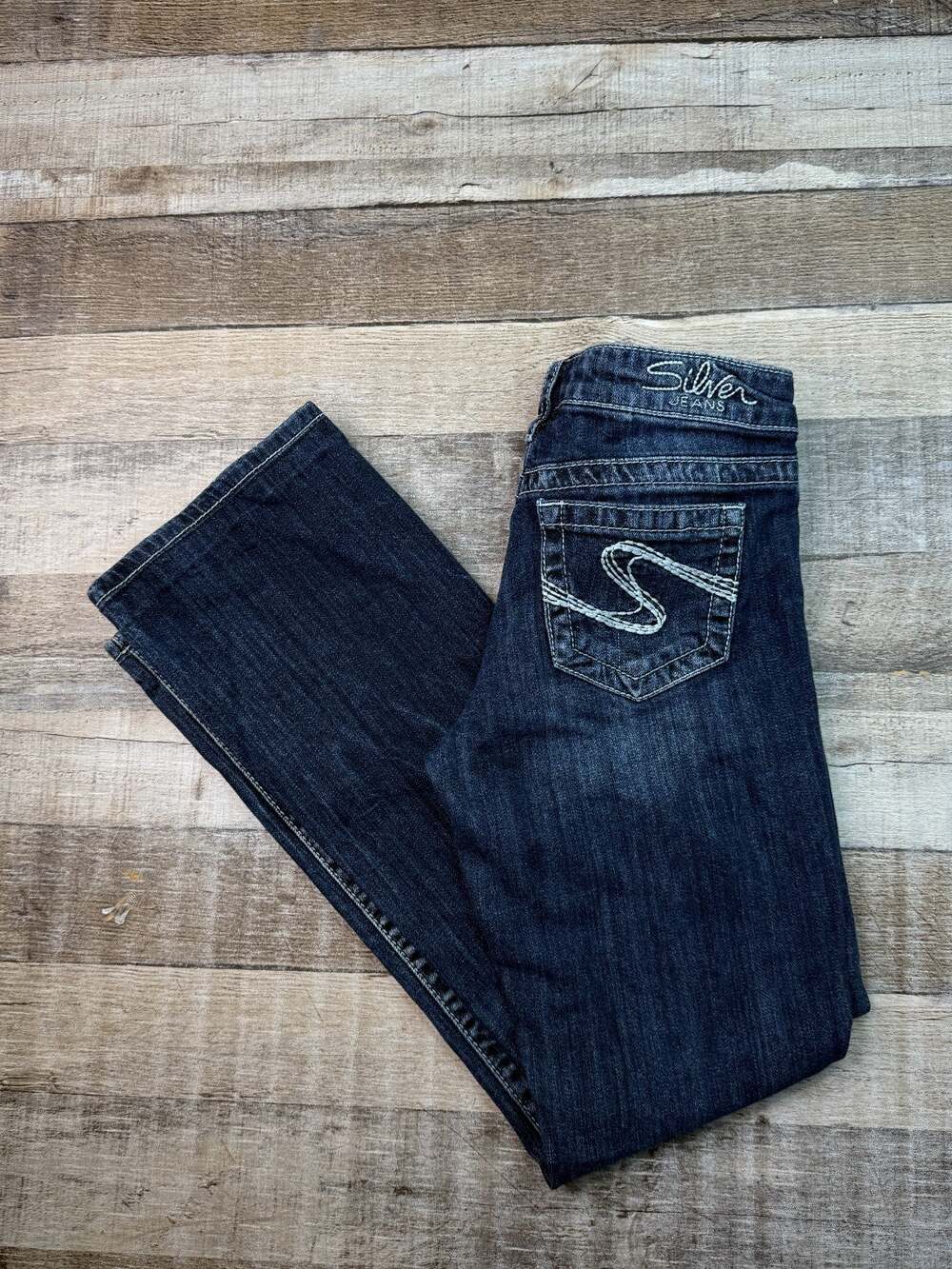 Silver Jeans Aiko Bootcut Jeans Women’s 26x27 Dark Wash Stretch Denim Blue Y2K